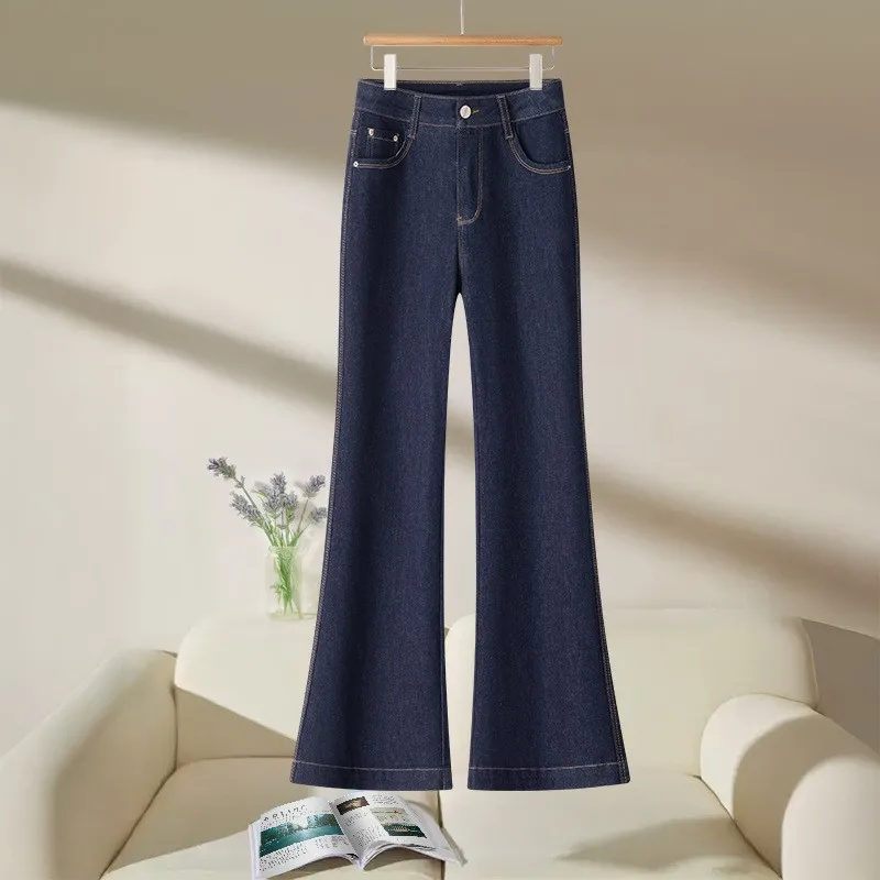 High Waist Bell Bot Jeans Women's Summer Slimming Denim Micro Flared Pants Casual Sle Cotton Polyester Blend Long Trousers
