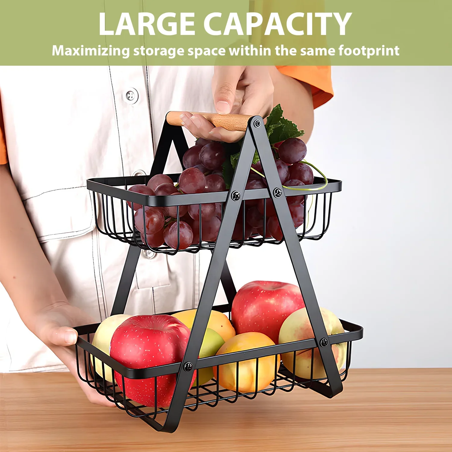 For home kitchen diningroom2 Tier Fruit storage Basket and vegetable storage basket, versatile convenient space-saving design
