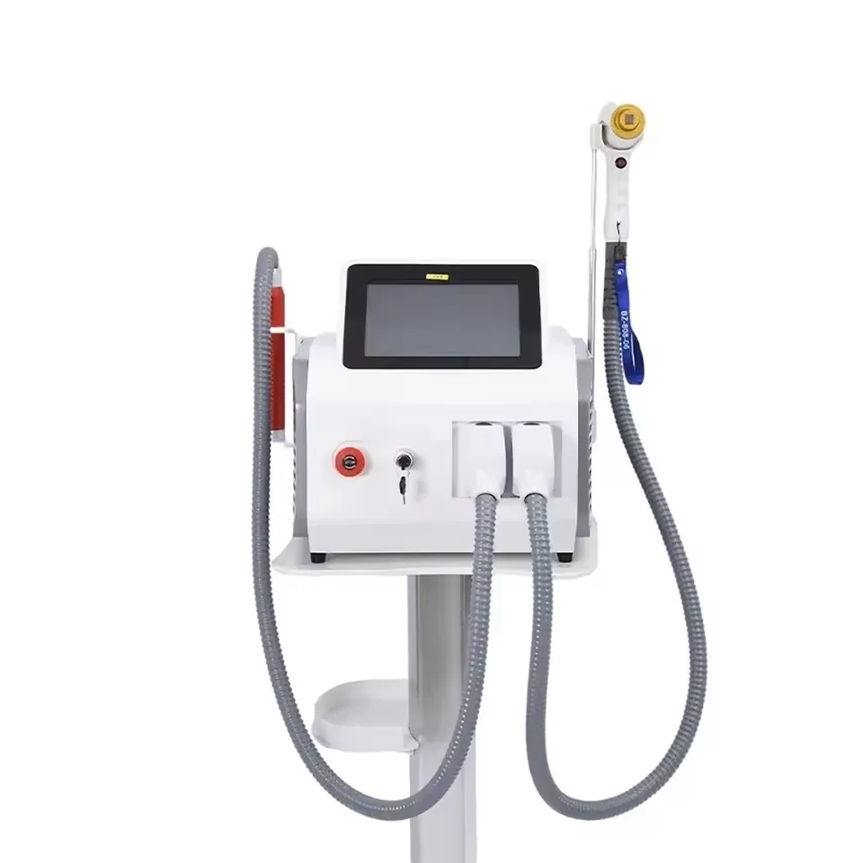Dispositivo per la depilazione e la rimozione dei tatuaggi con luce a diodi 2in1 1064 755 808nm Attrezzatura di bellezza indolore Nd Yag per uso domestico Certificato CE
