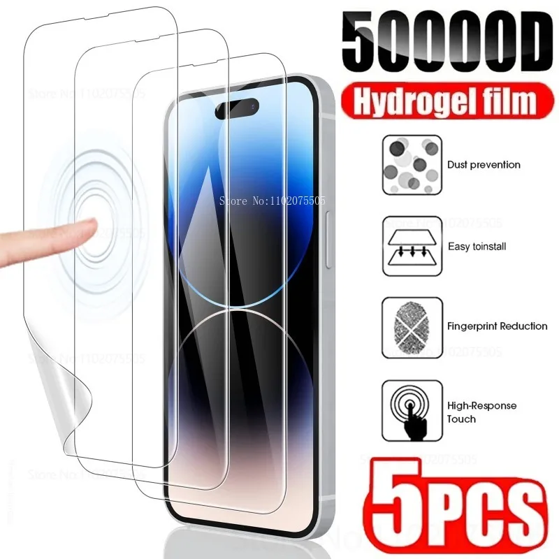 

5 шт. мягкая гидрогелевая пленка для iPhone 16E 16 Promax 13Mini 12 11 Pro Max Защитная пленка для экрана 15/14 Plus 6/7/8 Plus 15Pro XS MAX HD пленка