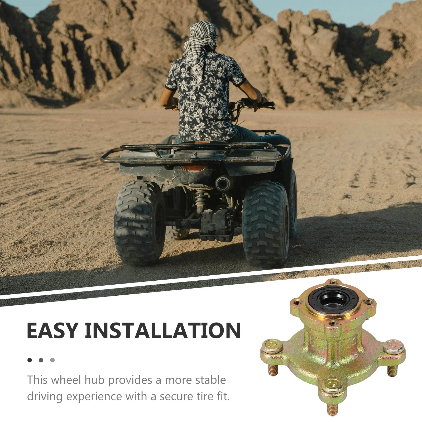 

For Go Kart Atv Durable Metal Front Axle Off-Road Beach Use Go Rim Hub Axle Wheel Hub Assembly