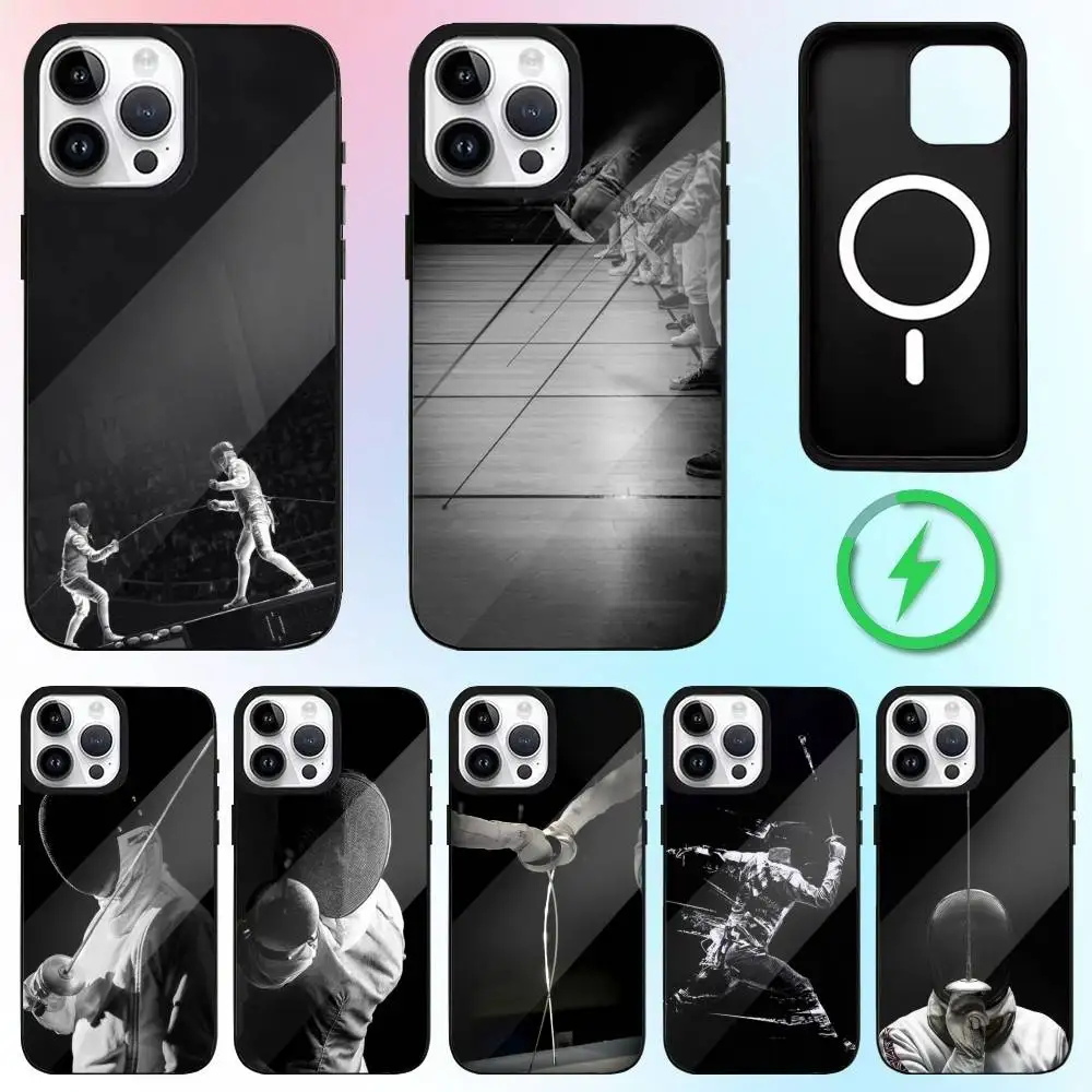 

Fencing Sport Phone Case For iPhone17,16,15,14,13,12,11 Plus,Pro Max Magnetic Magsafe Wireless Charging