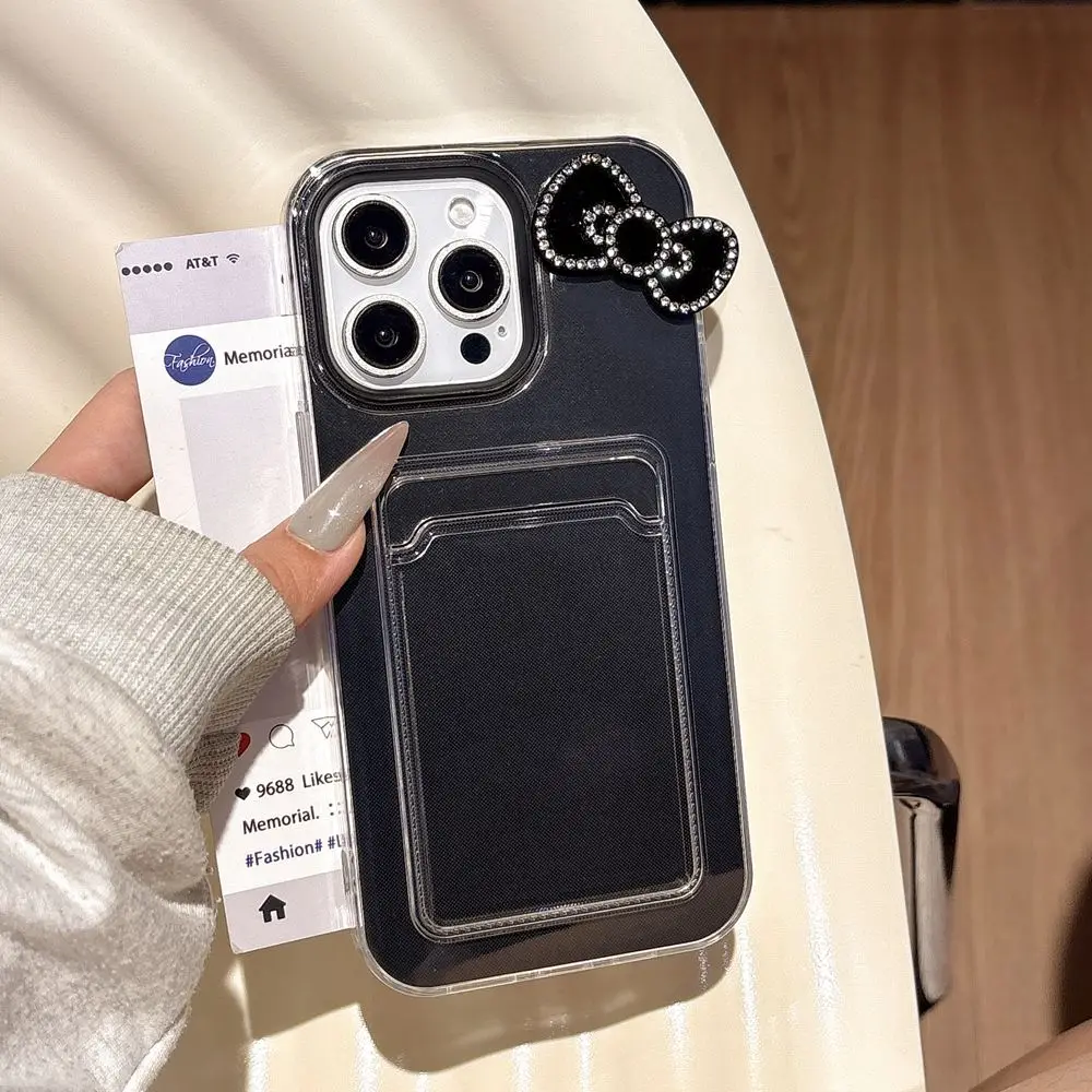 حافظة لهاتف آيفون 16 15 11 12 13 14 Pro Max ثلاثية الأبعاد لحماية القوس غطاء جيب للبطاقات الخلفية