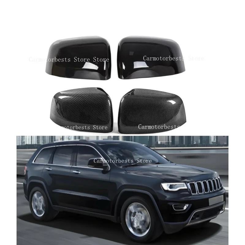 Car Rearview Side Mirror Cover For Jeep Grand Cherokee 2011-2022 Wing Cap Exterior Door Rear View Case Trim Sticker Carbon Fiber