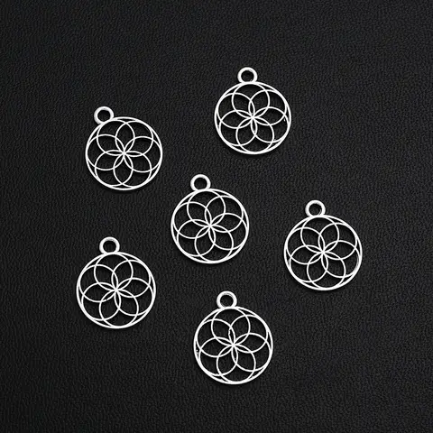 40pcs/lot--14x17mm Hollow Mandala Flower Of Life Charms Pendants For Diy Jewelry Making Findings Supplies Wholesale Bulk Items