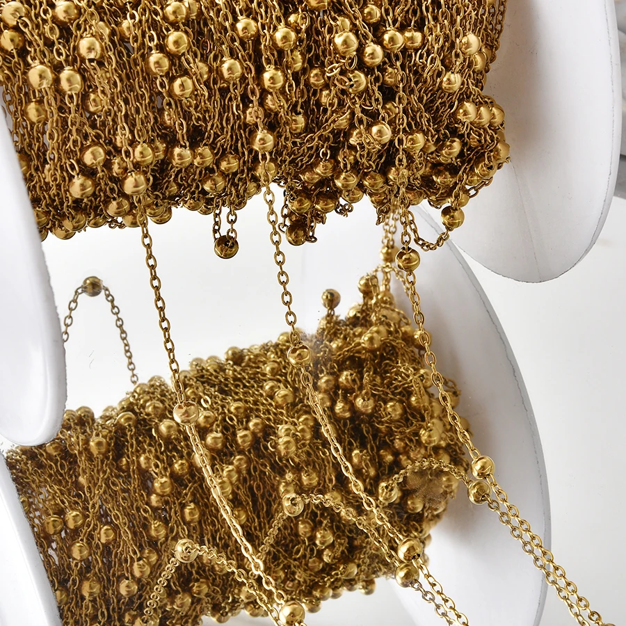 Modische Edelstahl-Kugelketten-Halsketten in Längen von 45/50/60/70/80/90 cm für Damen und Herren, Accessoires, schlichter Schmuck, DIY-Charm-Geschenk – Detail 4