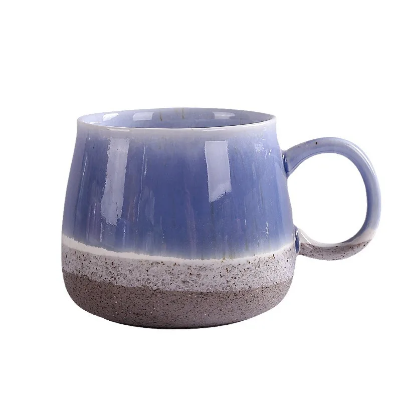

500ml New Nordic Kiln Glazed Ceramic Cup Retro Large Capacity Mugs Northern Europe Splicing Colors Style High Beauty Mug