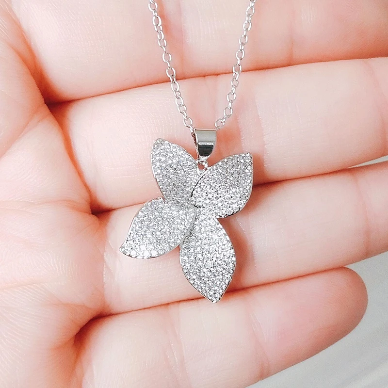 UILZ Luxury AAA Cubic Zircon Micro Pave Flower Necklace for Women Elegant Wedding Gifts Jewelry Drop Shipping FSNP2119