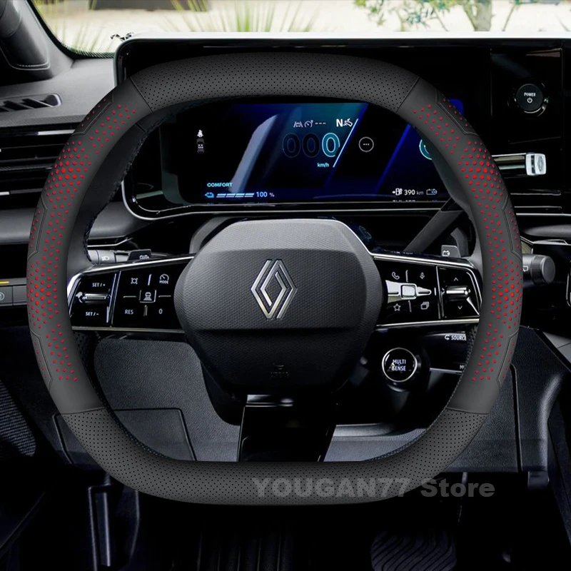 

Car Leather Steering Wheel Cover For Renault Megane E-Tech Scenic E-Tech 2024 2025 Double D-type Auto Steering Wheel Accessories
