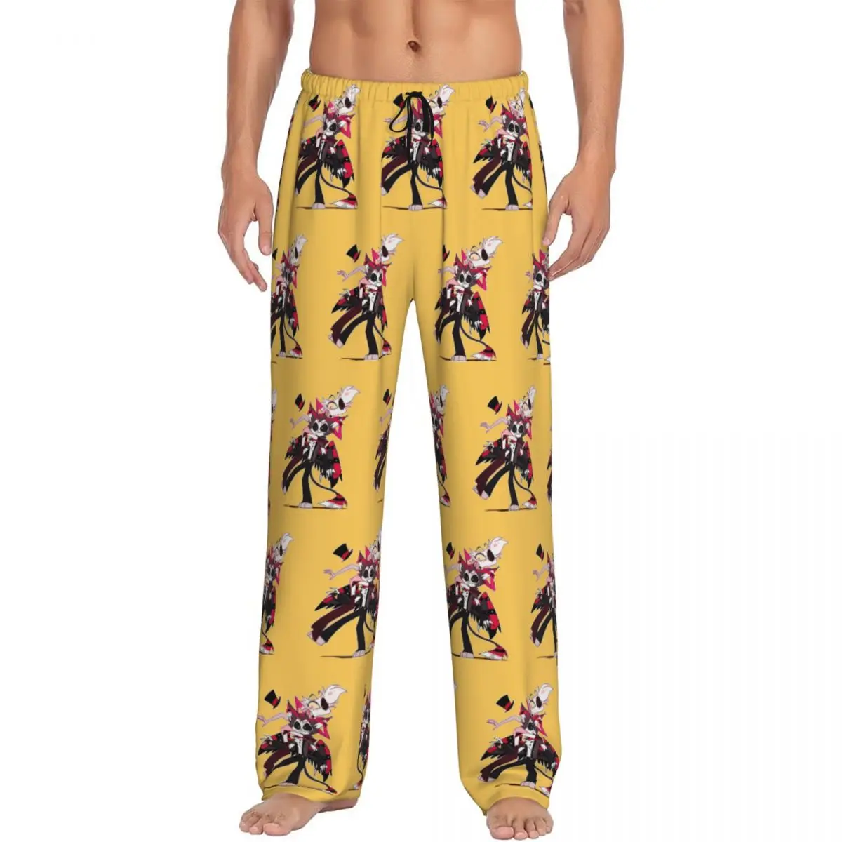 

Custom Hazbins Hotels Pajama Pants Sleepwear Men's Elastic Waistband Cartoon Sleep Lounge Bottoms with Pockets