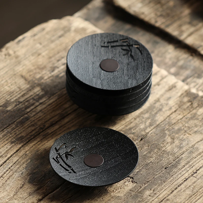 

Креативная подставка для чая из цельного дерева, чайный сервиз кунг-фу, аксессуары, бытовая японская противоожоговая теплоизоляционная подставка, подставка для чая