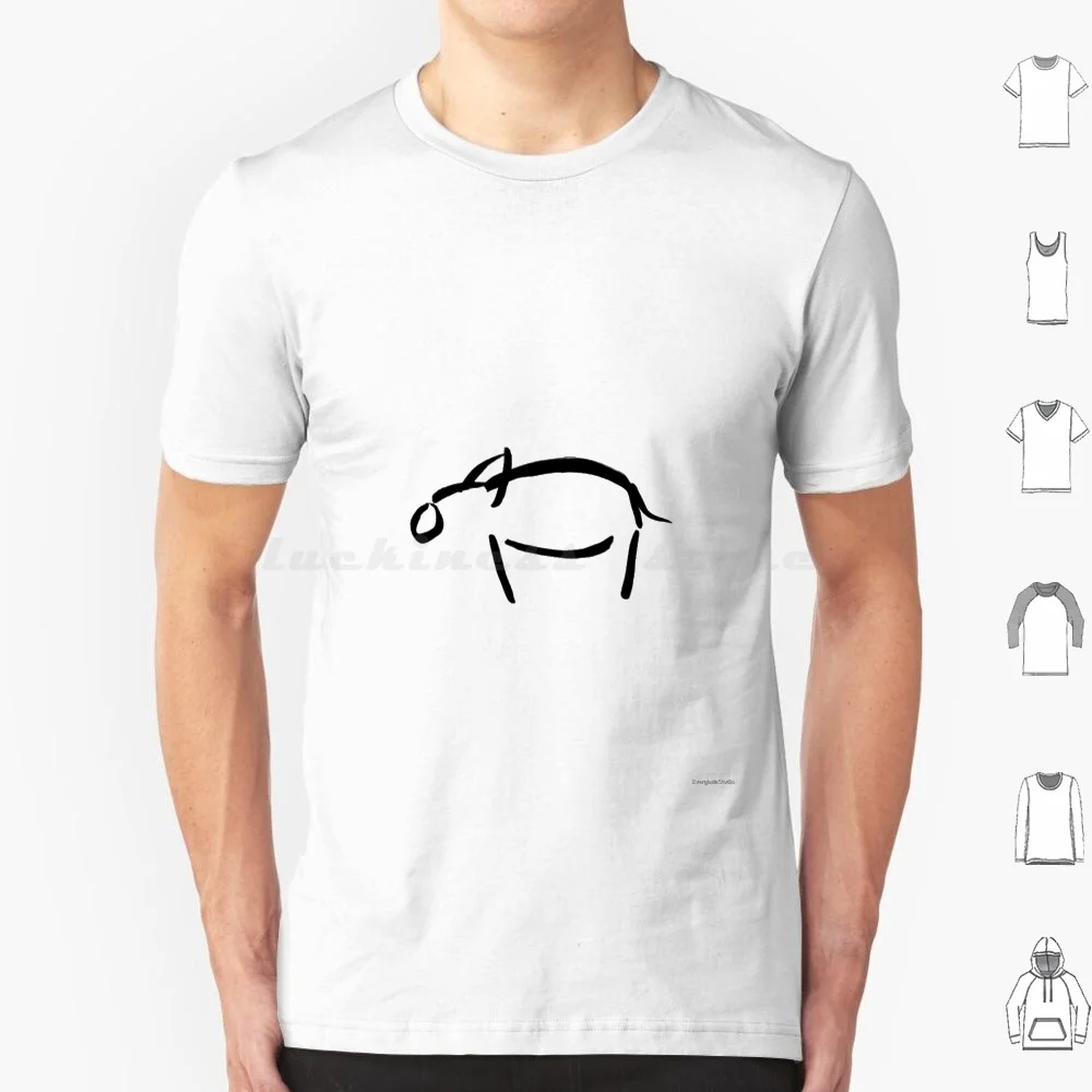 

Футболка со свиньей, большой размер, 100% хлопок, милый минималистичный острый персонаж кандзи, черно-белая каллиграфия