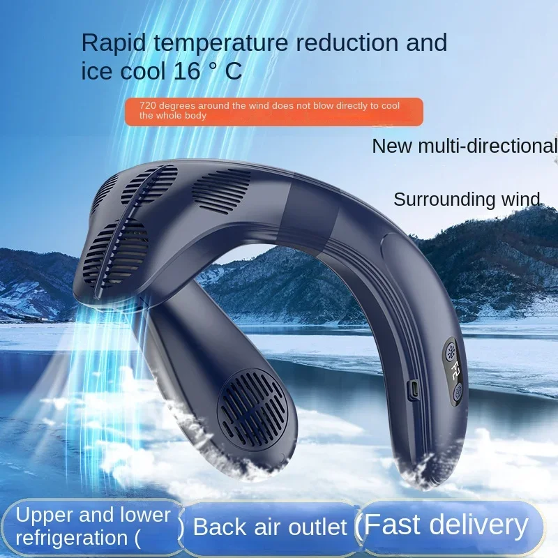 Ventilador de cuello para exteriores, mini aire acondicionado sin aspas retráctil de refrigeración, silencioso y portátil, novedad de 2024