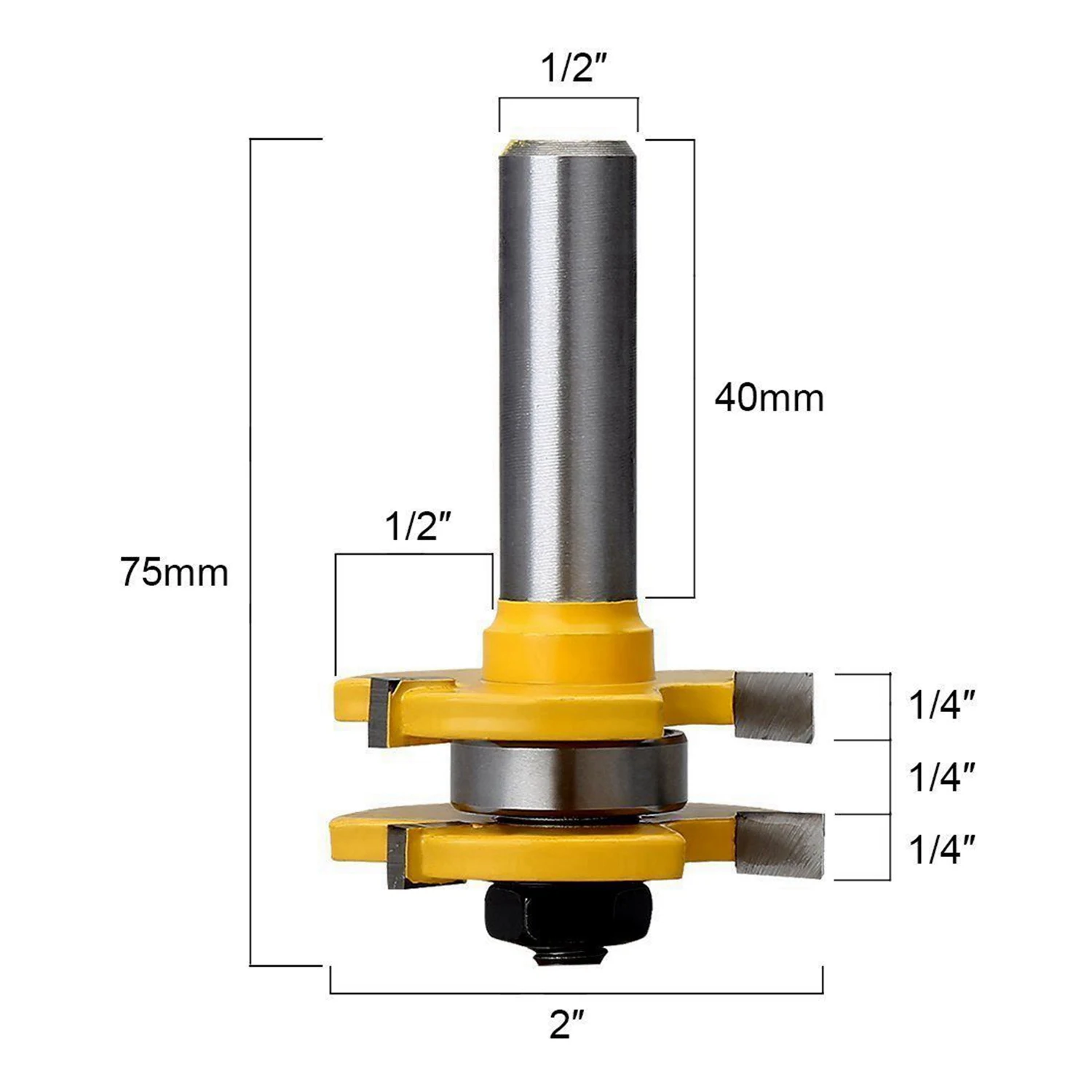 

A96I-2 Set 1/2 Inch Shank Router Bit T-Slot & T-Track Slotting Tenon Cutter Tool Tongue And Groove Set,Router Bit Set,Wood Door
