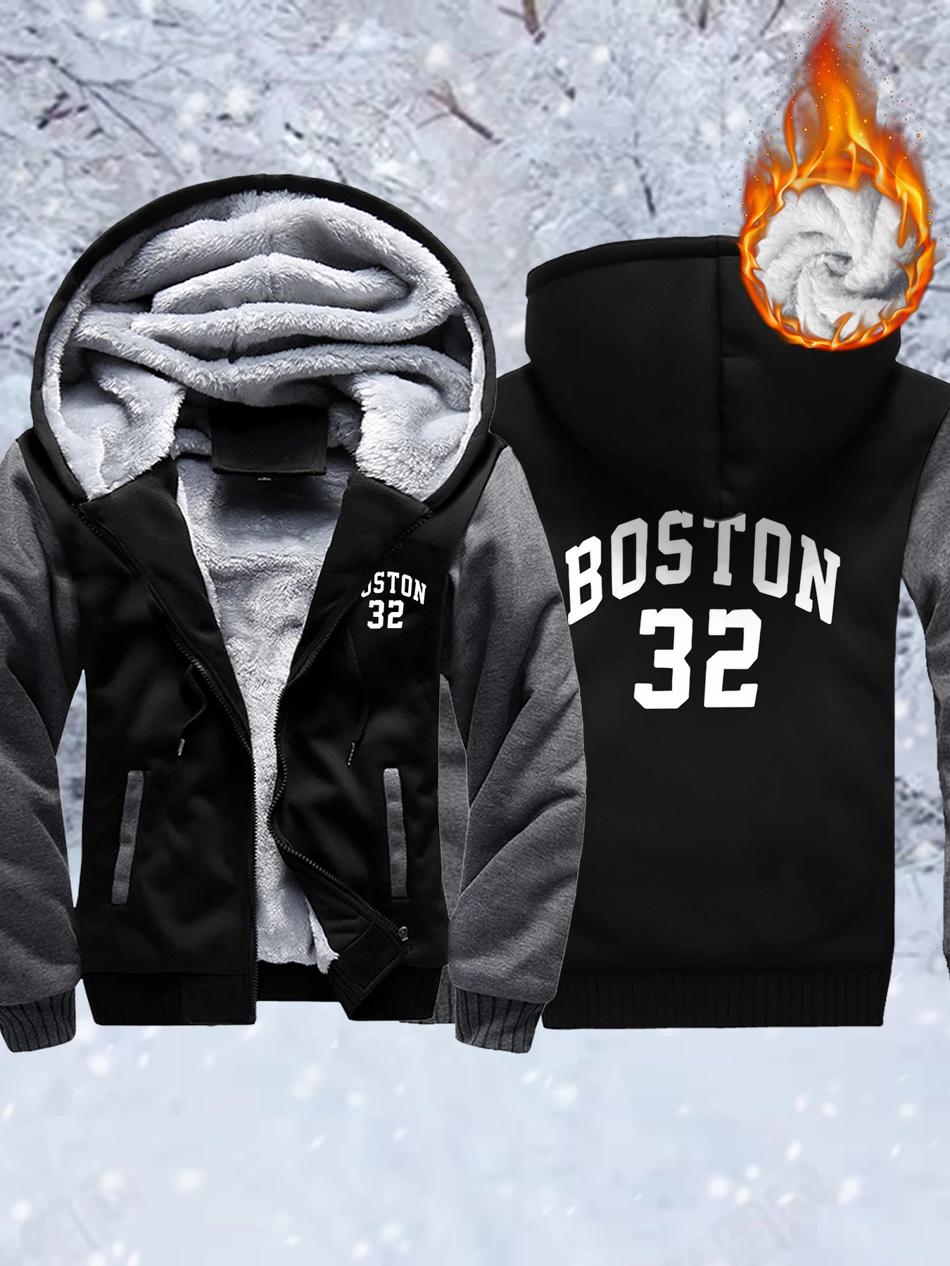 

Бостон, США, город, письмо 32, мужские куртки на молнии с принтом, винтажные флисовые утепленные пальто, универсальная одежда большого размера, зимние толстовки Y2K