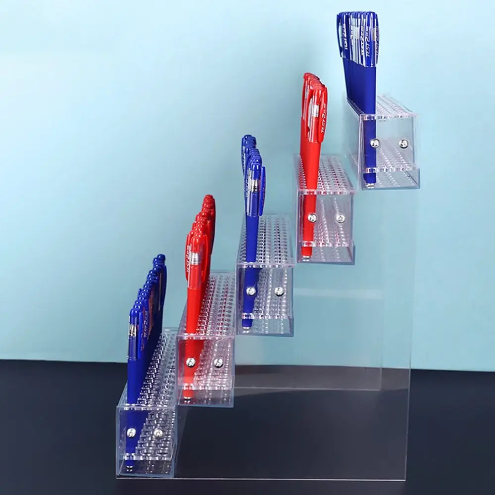 

1/2/3/4 Layer Mark Pen Holder Acrylic Ladder Type Stationery Display Shelf Multifunction Space-Saving Pencil Organizer