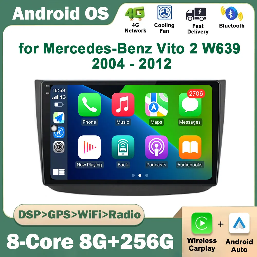 

10 inch GPS Navigation Android System for Mercedes-Benz Vito 2 W639 2004 - 2012 Car Radio Multimedia Player WiFi BT Touch Screen