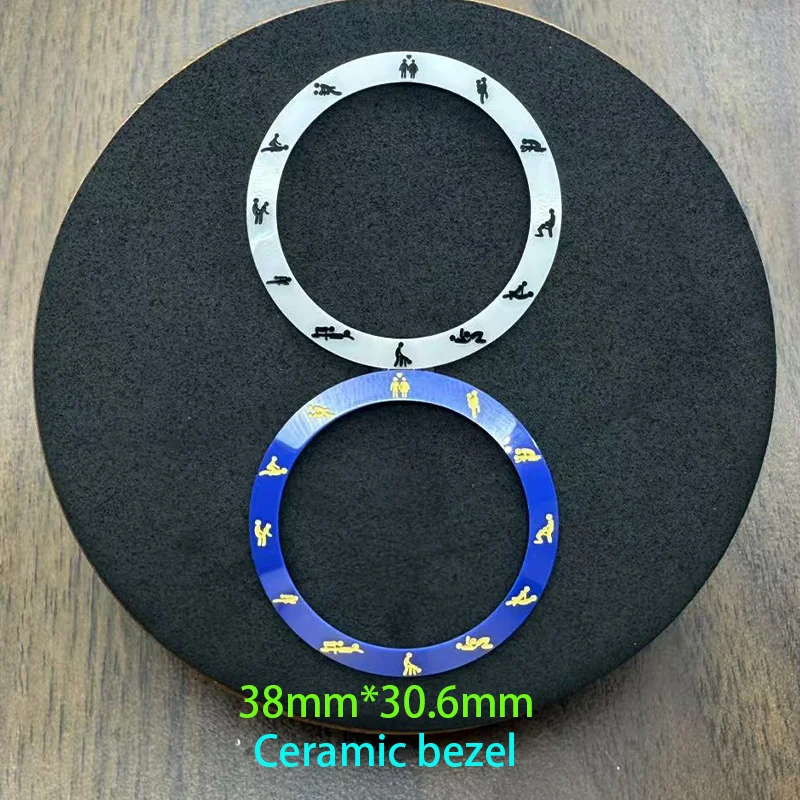 

38mm*30.6mm Sloping ceramic bezel GMT and diving watch insert fits for 40mm watch case bezel replacement insert Pattern bezel