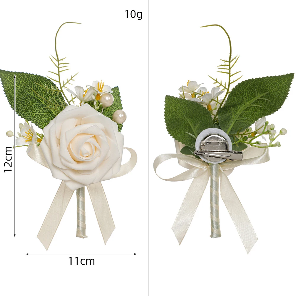 2 Pcs/ Set Boutonniere Groom Groomsmen Artificial Flowers For Wedding Ceremony Anniversary Formal Dinner Party