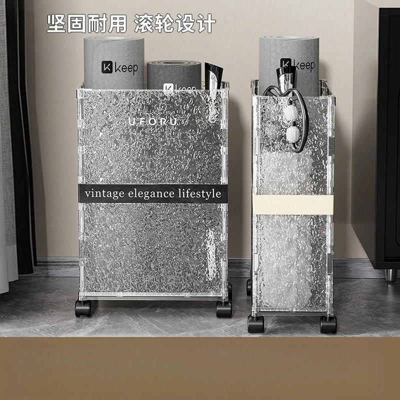 

Стеллаж для хранения коврика для йоги с колесами, органайзер для домашнего спортзала большой емкости, легкий роскошный стиль