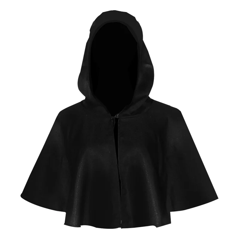 Capa corta con capucha para Cosplay de Halloween, ropa para hombre y mujer, capa negra, disfraz de Anime, accesorios para fiesta, novedad de 2024