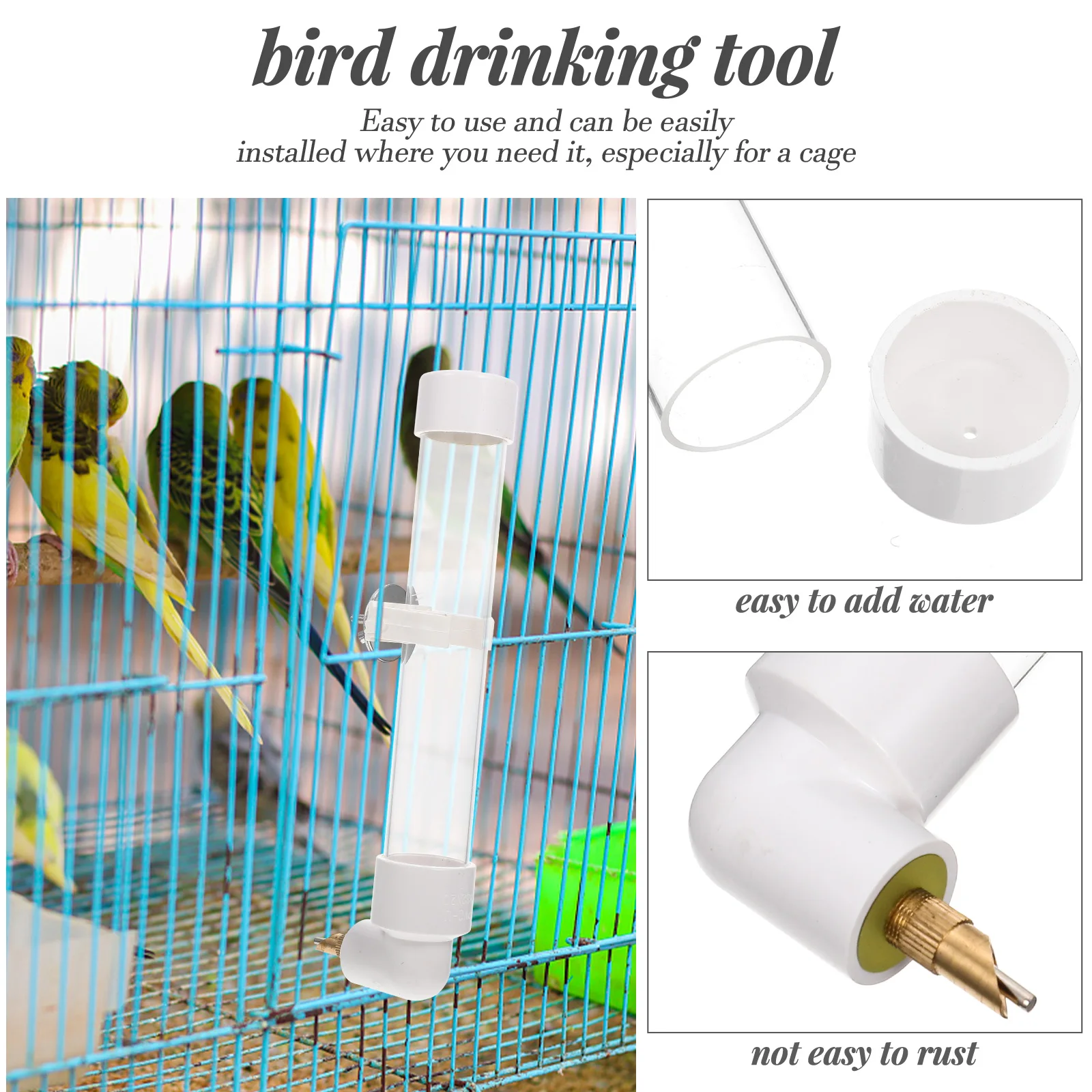 

Parrot Drinking Fountain Bird Cage Water Feeder Hanging Bottle for Birds Automatic Creative Durable Easy Use Safe Reliable