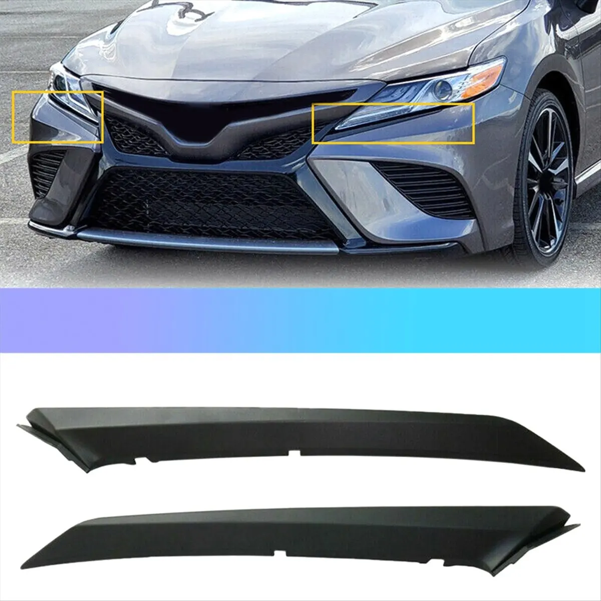 #91F Front Left & Right Bumper Grille Trim for Toyota Camry SE/XSE 18-23,52713-06100,(ABS)