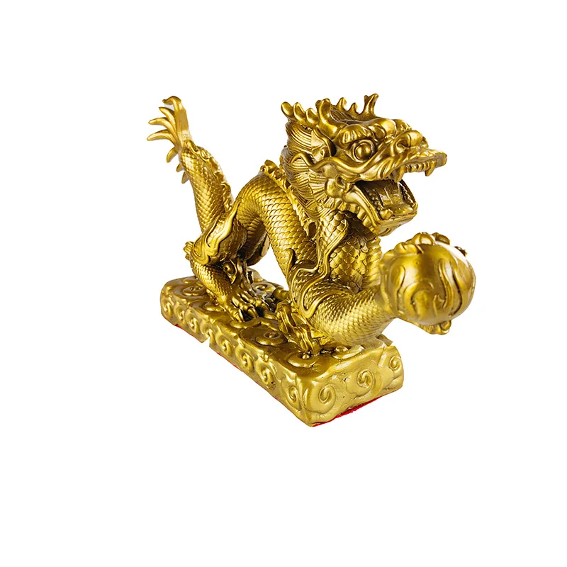 Chinese traditional lucky handicraft dragon product ornament feng shui statue brass gold   high