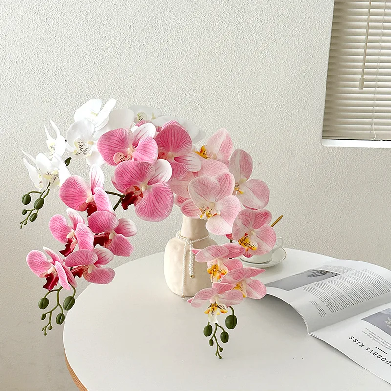 98CM 9-head Film Butterfly Orchid Artificial Flower Living Room Dining Table Floor Decoration Wedding Flower Arrangement