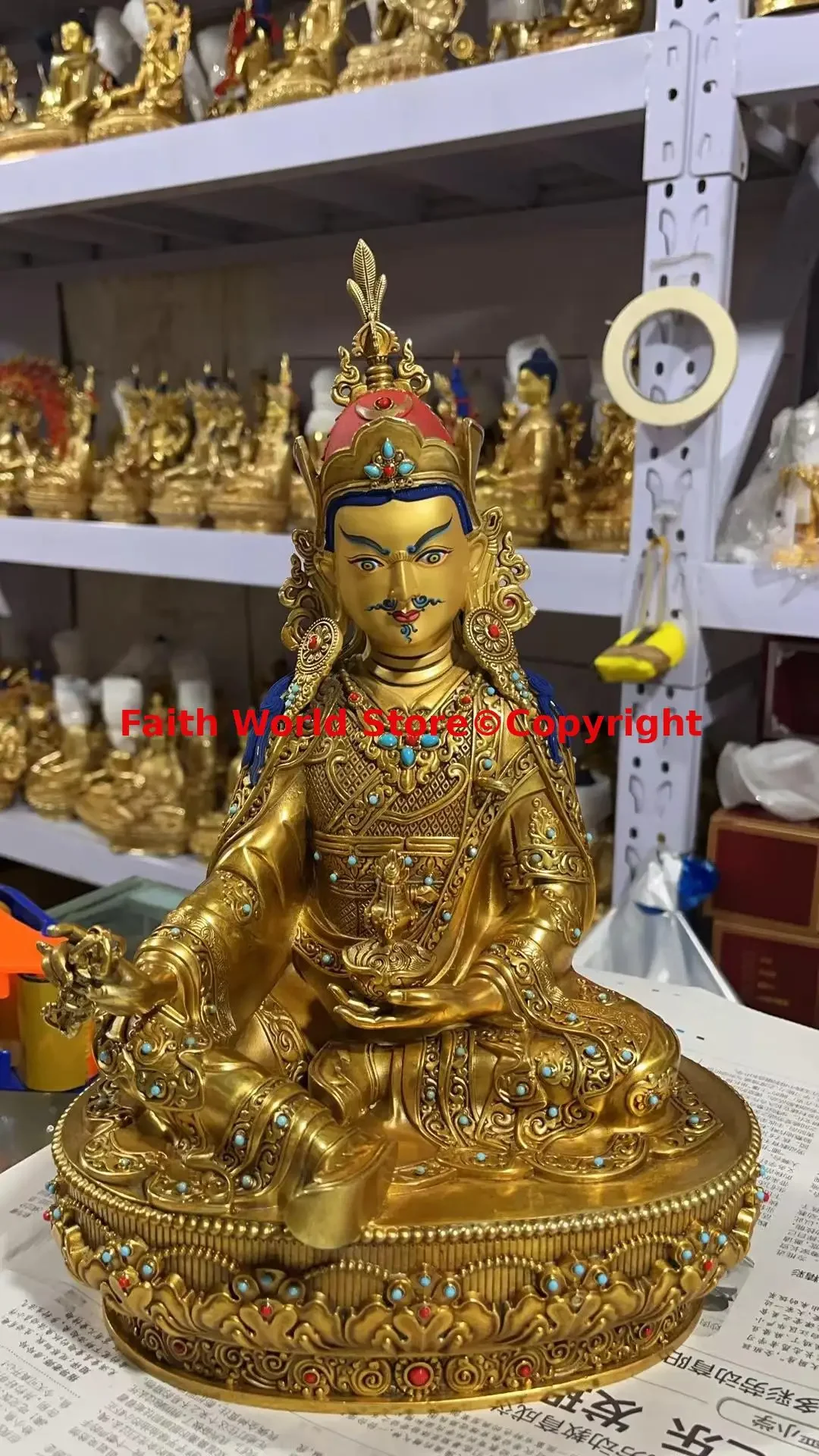 Guru Rinpoche Padmasambhava Boutique Buddha statue Tibetan Buddhist Master temple family hall for worshipping 12 inch