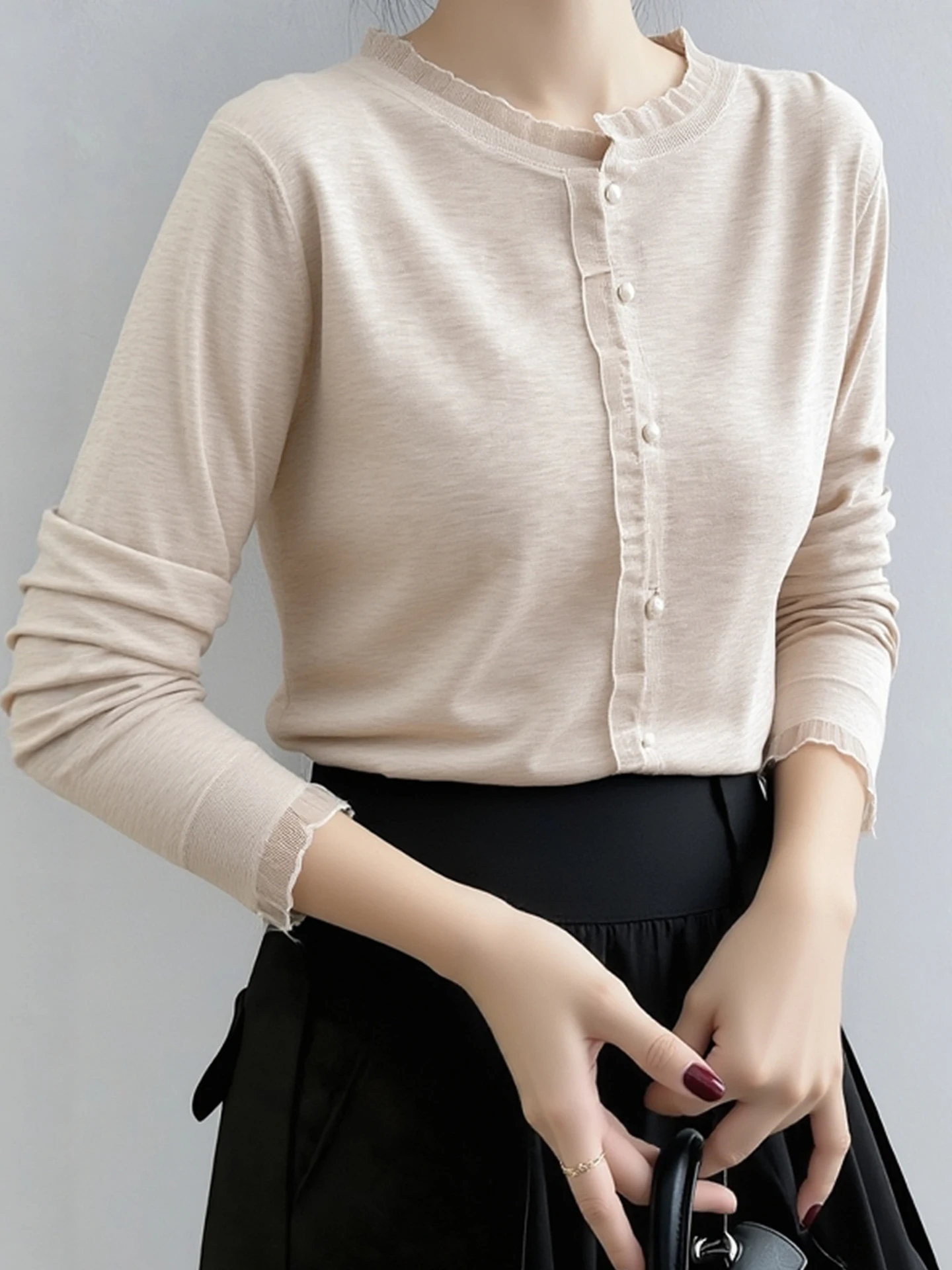 

Comfortable Knitted Long Sve Camere Open Cardigan Korean Sle Casual Design Sensation Single Button Soft Winter Top