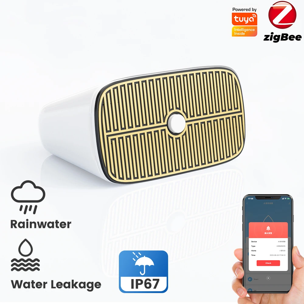 

IP67 Tuya Zigbee умный датчик дождя для наружного беспроводного обнаружения дождя в реальном времени с водонепроницаемым дизайном, Zigbee Hub