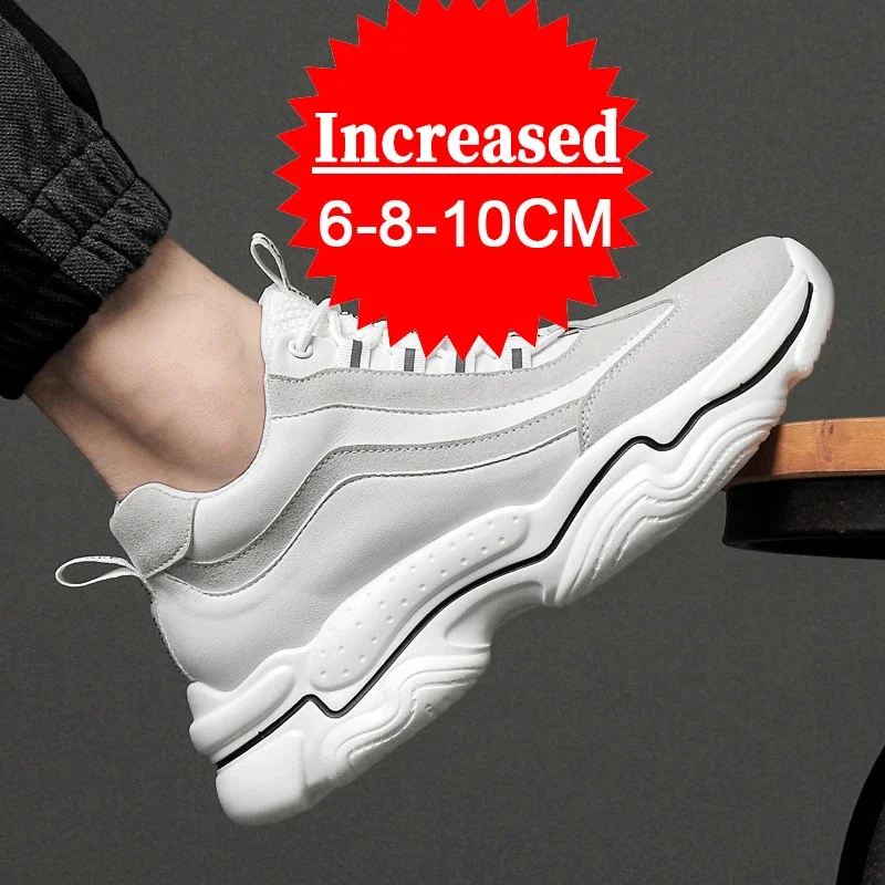 New Elevator Shoes Men Sneakers 8CM Height Increasing Shoes Men\'s Hidden Heels Inner Height Sports Shoes Luxury Man Lift Shoes