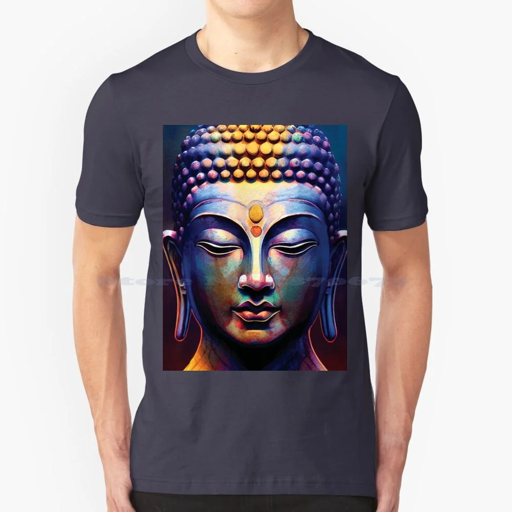 Buddha Galaxy V7 T Shirt 100% Cotton Tee Gautama Buddha Watercolor Buddha Buddhism Peace Spiritual Ascetic Buddhist Colorful