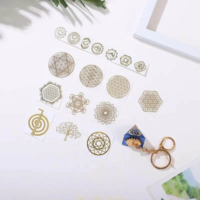 

40GB 40Pcs Resin Filler Geometry Copper Decor Stickers for Silicone Resin Molds Craft