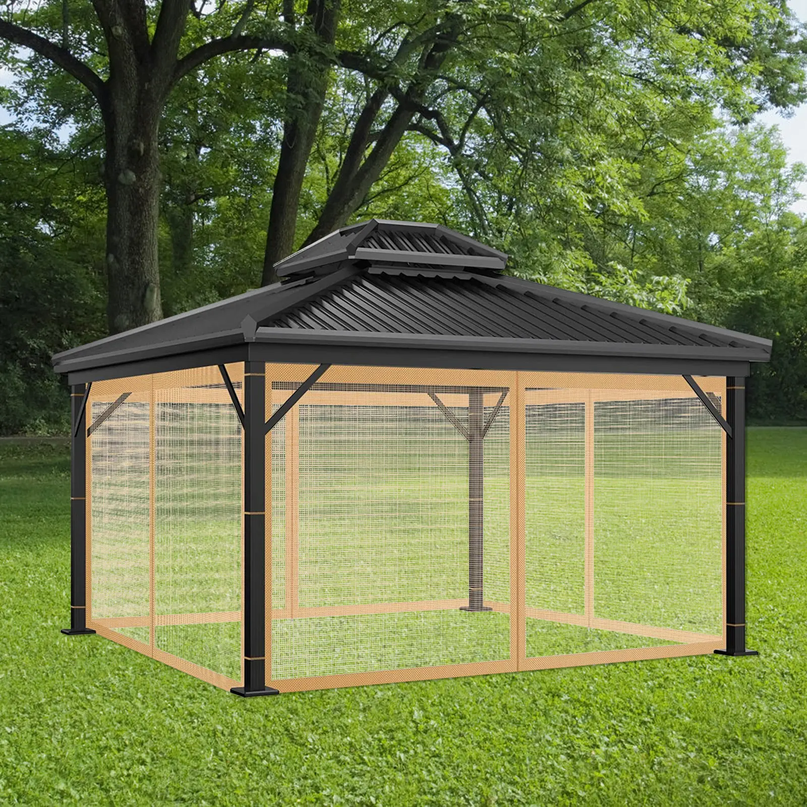 Moskitonetz für Gartenpavillon, Outdoor-Überdachung, Insektennetz mit Reißverschlüssen, Moskitovorhang für Garten und Terrasse, Moskitonetzgewebe – Detail 15