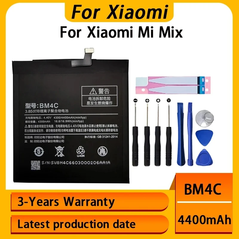 100% NEW BM4C For Xiaomi Mi Mix Replacement Battery 4400mAh High Capacity Phone Batteries Bateria Batterij+Tools