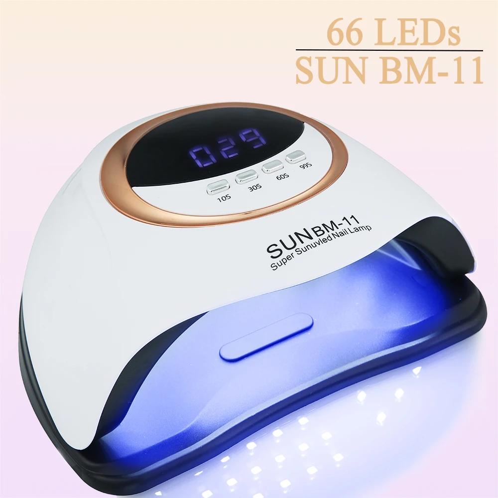 Lampada per unghie LED/UV 2 in 1 SUN BM-11 Macchina per asciugare le unghie 66 LED per lampada per manicure polimerizzante per smalto gel con quattro timer LCD Displa