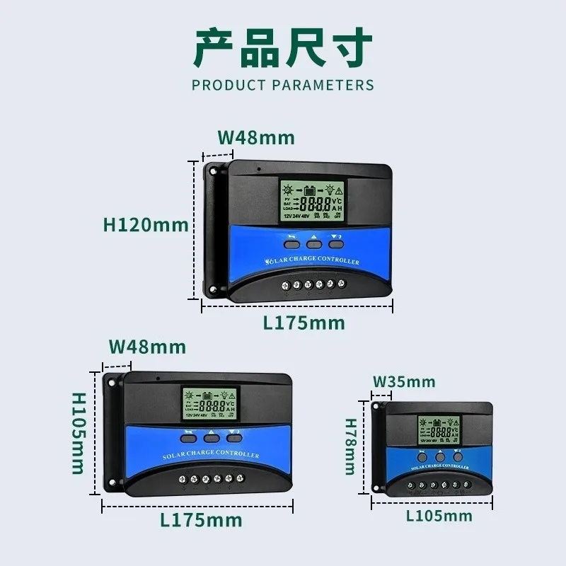 Solar Charge Controller 10A-60A Photovoltaic Controller Automatic Recognition 12V-48V