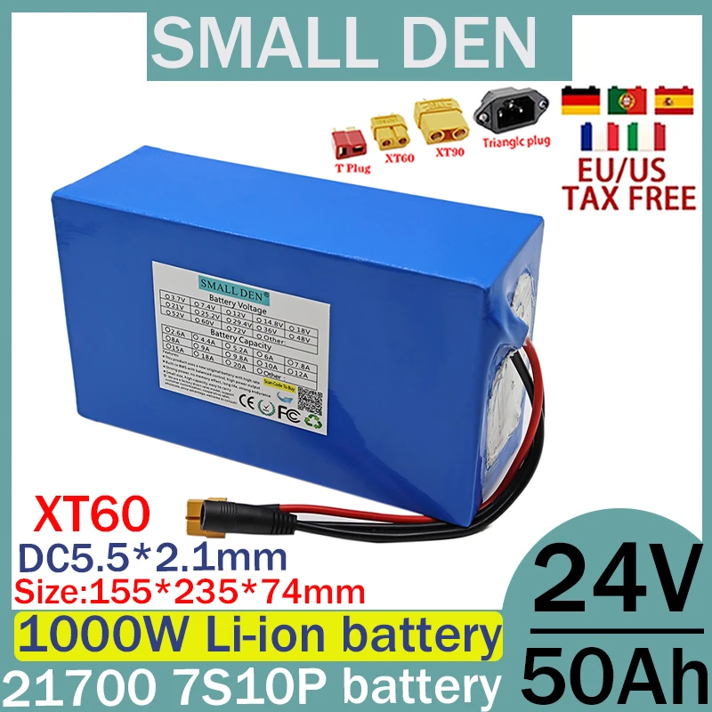 24V 50ah 21700 7S10P lithium-ion battery, suitable for scooter batteries with protection,off-road vehicles,and electric vehicles