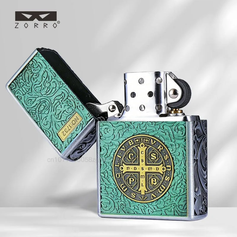 2026 ZORRO New Constantine Armor Windproof Kerosine Lighter, Brass Armor Lighter, Creative Men's Holiday Gift  Gadgets for Men