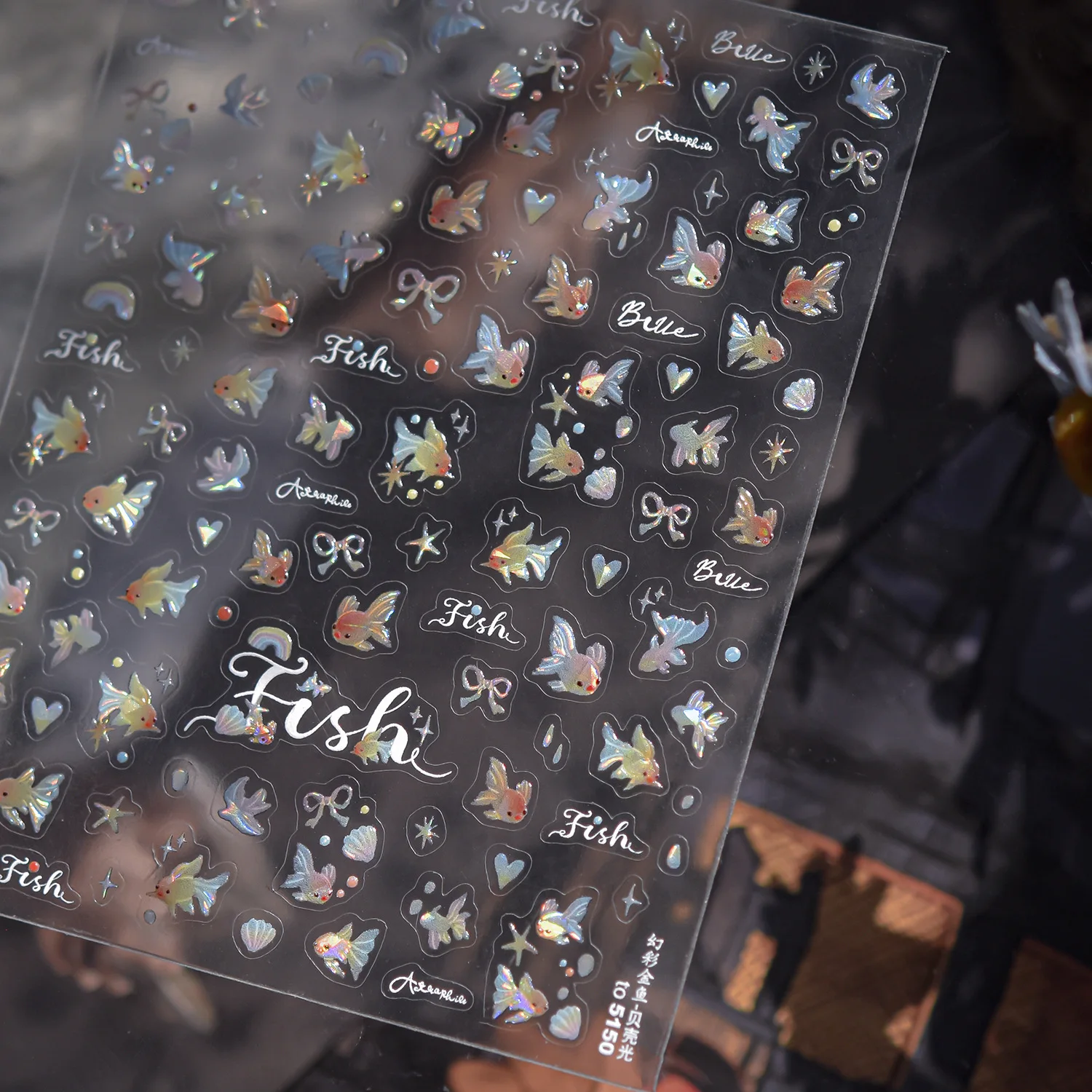 귀여운 고양이 머리 꽃무늬 5D 네일 아트 스티커 딸기 풍선 나비 물고기 스트립 발자국 귀여운 셀프 접착 매니큐어 데칼