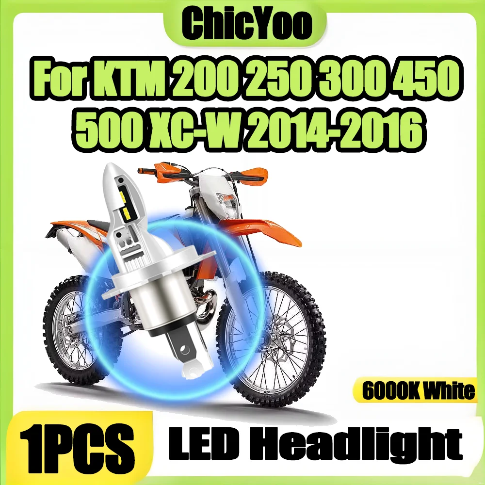 1PCS 10000LM Motorcycle Head Lamp 6000K Super White LED Headlight Bulb 12V 24V For KTM 200 250 300 450 500 XC-W 2014 2015 2016