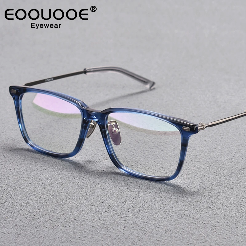 New Product Fashion Acetate Titanium Myopia Eyeglasses Men's Eyewear Anti-Reflection UV Prescription Square Glasses Frame