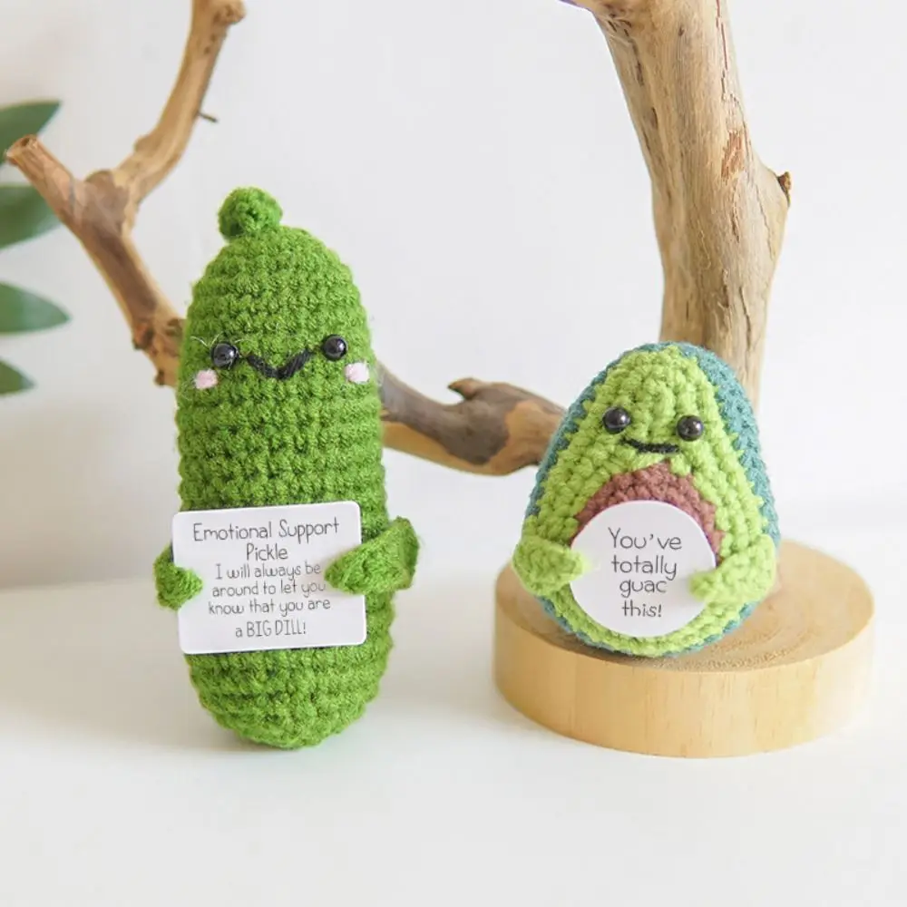 Office Decor Funny Positive Potato with Positive Affirmation Card Ornaments Knitted Potato Doll Handmade Home Decoration