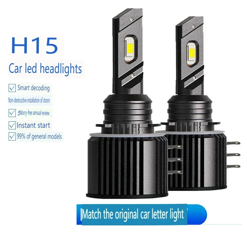 30W H15 LED Headlight Bulbs 6000K Car Conversion Kit with 3570 CSP Chips Easy Install for Volkswagen, Geely, Ford, Audi and more