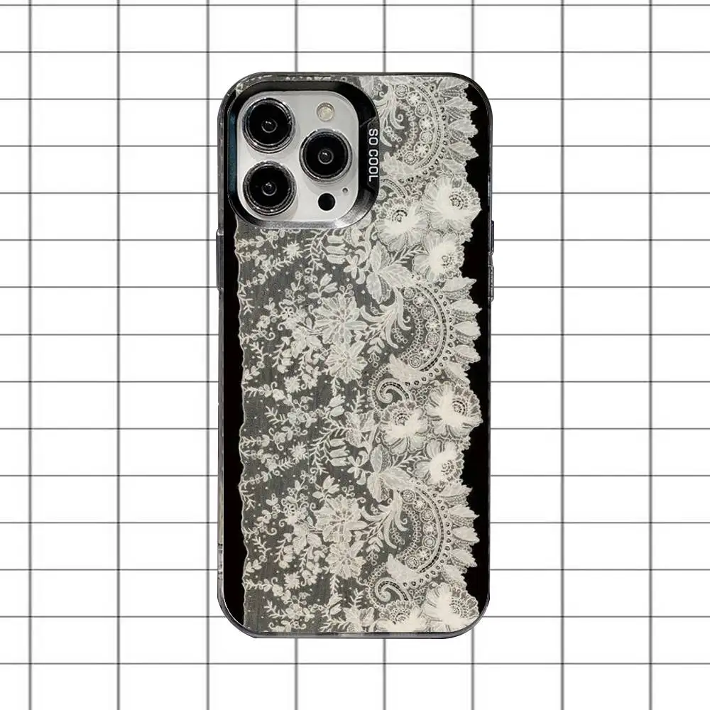 Lace Style Cool Girl Phone Case For iPhone 16,15,14,13,12,11,8,7,Pro,Max,Plus,Mini,XS,SE Anti Fall Black Matte Hard - Image 5