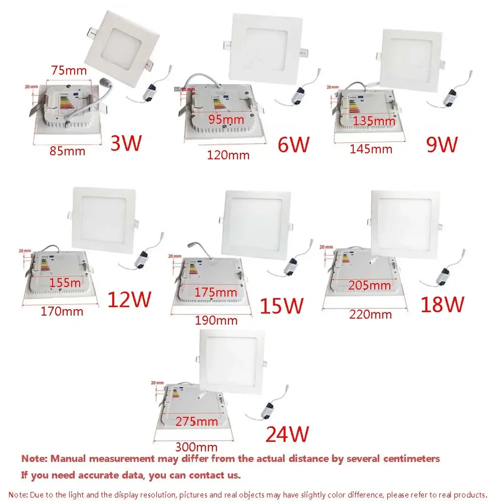 Ultra Thin Round/Square LED Panel Light  Ceiling Recessed Downlight AC 85-265V  Warm White/Natural White/Cold Whit