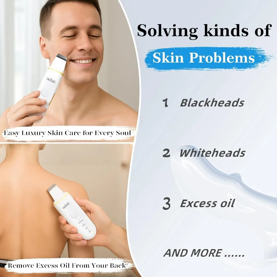 スキンスクラバー フェイススパチュラ スキンスパチュラ 毛穴クリーナー ブラック リムーバーツール フェイシャルディープクレンジング用 4モード ホワイト