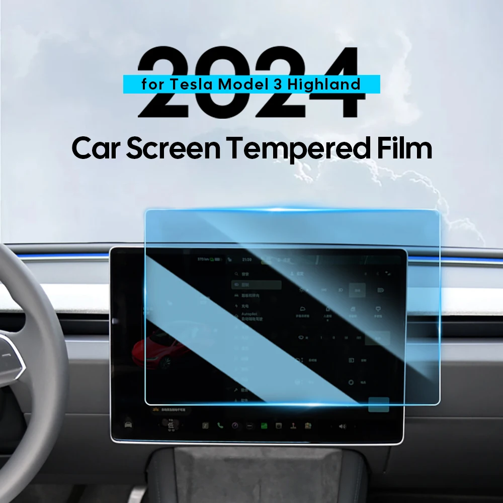 Tempered Glass Film Protector for New Tesla Model 3 Y Highland 2024 Rear Row Center Control Touch Screen Protective Film